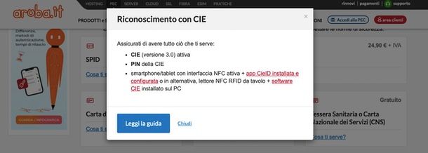Riconoscimento CIE Aruba firma digitale