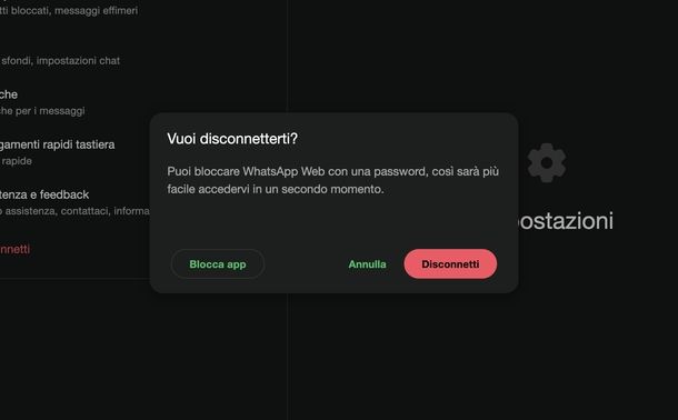 Disconnessione WhatsApp Web