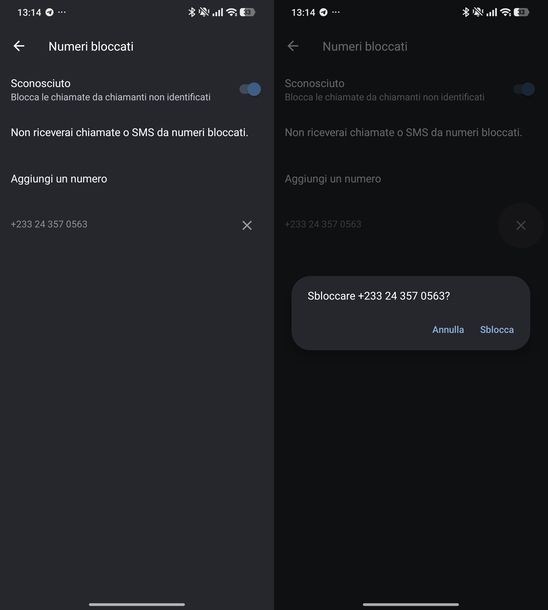 Sbloccare contatto bloccato Messaggi Google