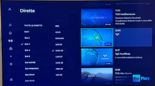 Rivedere Tg3 regionale app RaiPlay Smart TV LG