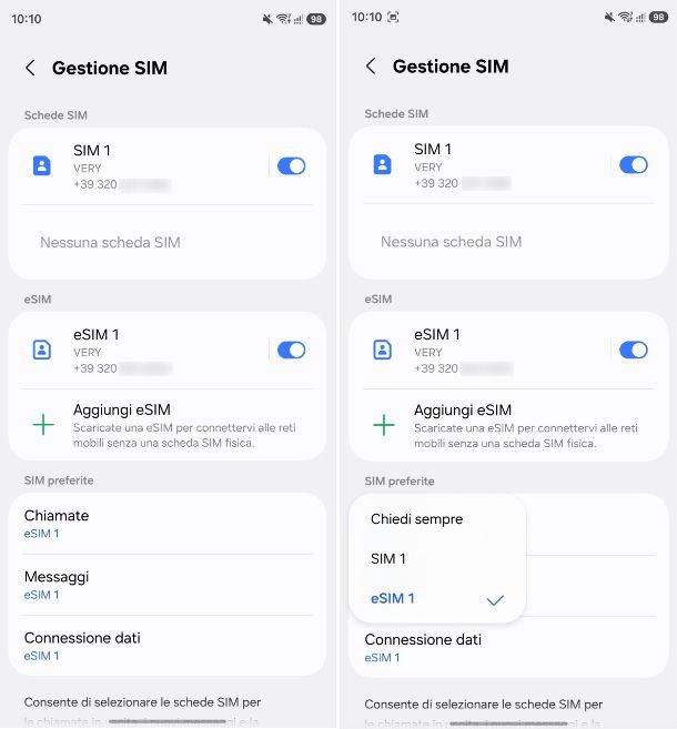 Dual SIM come funziona Samsung