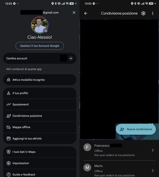 Condividere posizione Google Maps Android