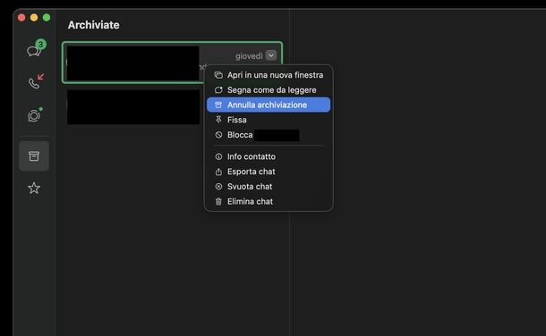 Ripristinare chat archiviata WhatsApp macOS