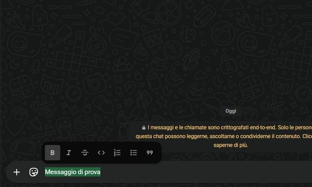 Scrivere in grassetto WhatsApp Web