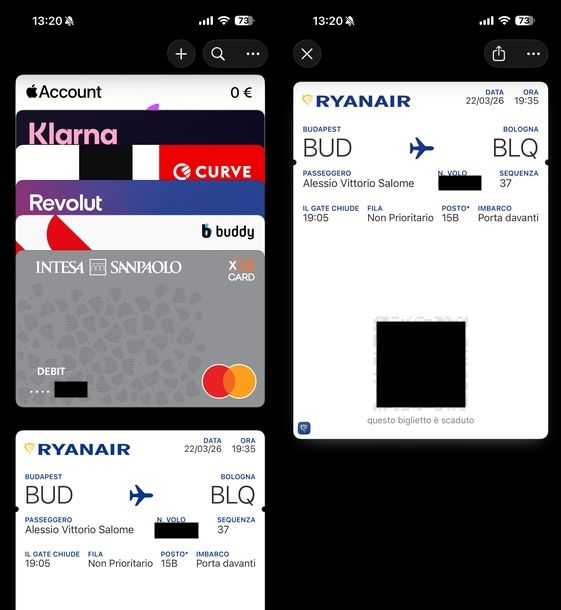 Aggiungere carta imbarco su Apple Wallet