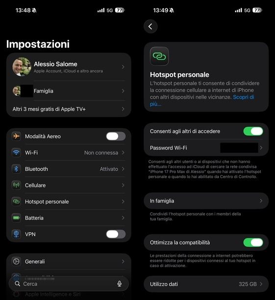 Attivare hotspot Iliad iPhone