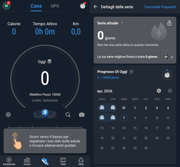 schermate app Pedometro Pacer
