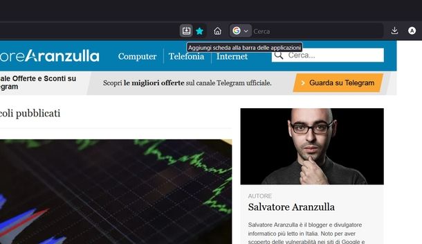 Creare collegamento sul desktop di pagina Web Firefox PC