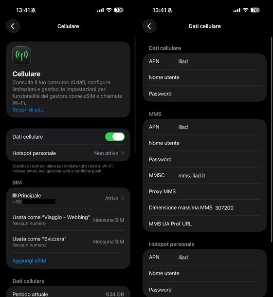Configurare APN Iliad iPhone