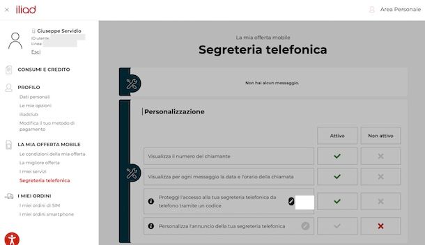 Come disattivare segreteria iliad