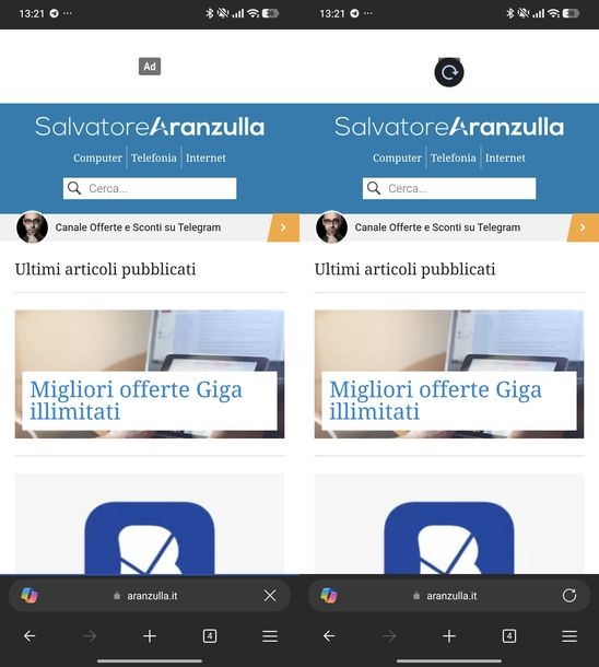 Aggiornare pagina Web Microsoft Edge Android