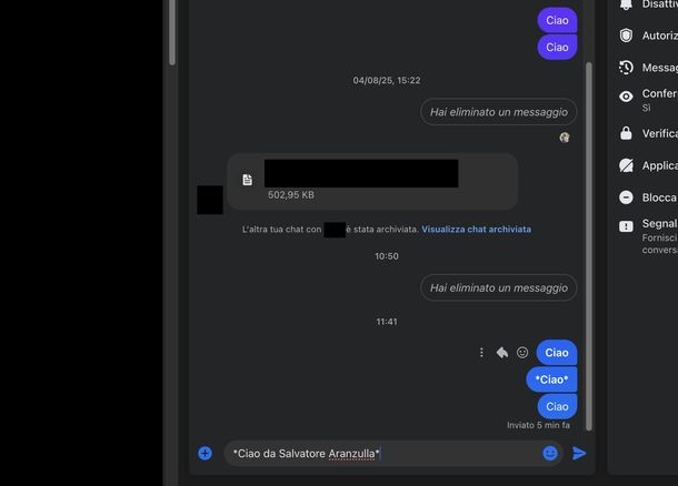 Scrivere in grassetto Messenger Web
