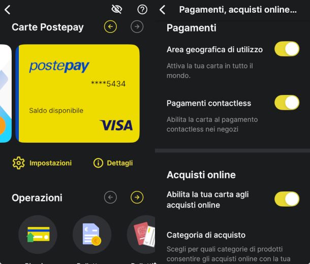 abilitazione carta app Poste Italiane