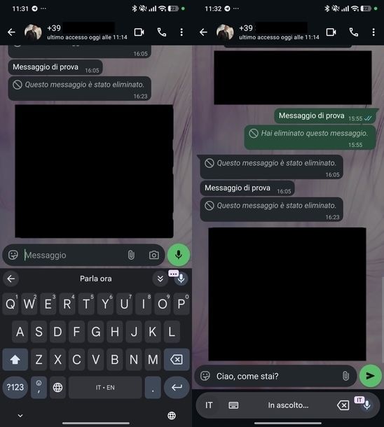 Dettare messaggi su WhatsApp Android