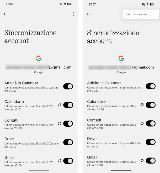 Come salvare rubrica Android con Gmail