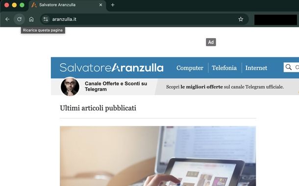 Aggiornare pagina Web PC
