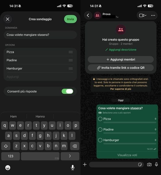Fare sondaggi su gruppo WhatsApp