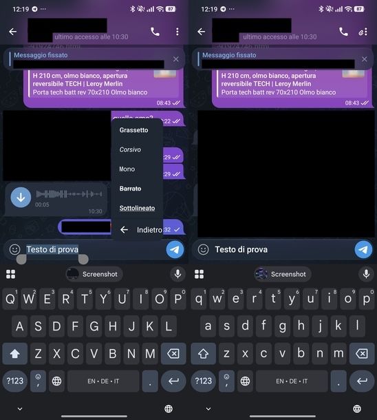 Scrivere in grassetto Telegram Android