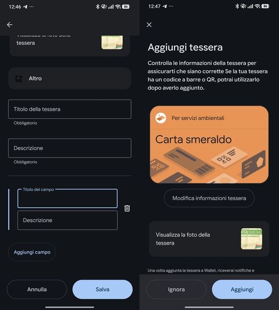 Aggiungere altre carte su Google Wallet