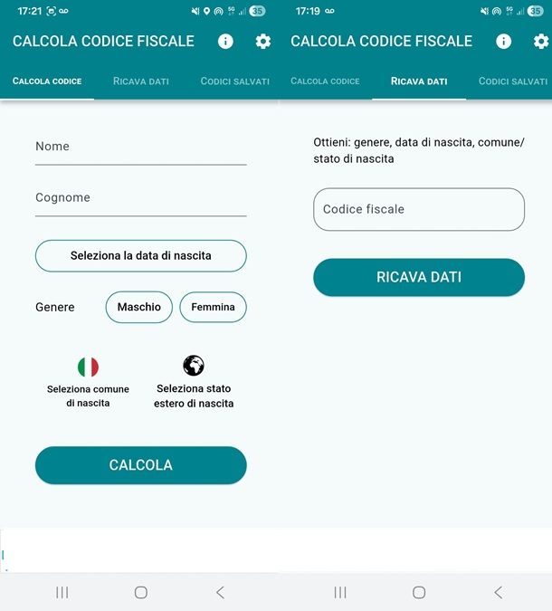 dati codice fiscale app