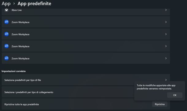 Ripristinare tutte app predefinite Windows
