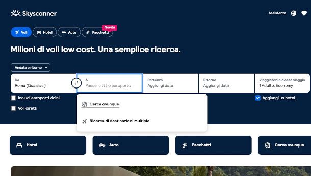 home page sito Skyscanner