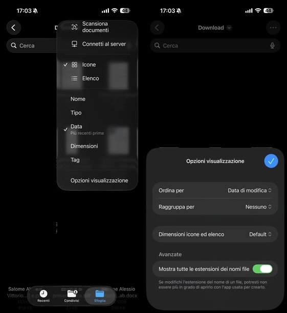 Cambiare estensione file iOS