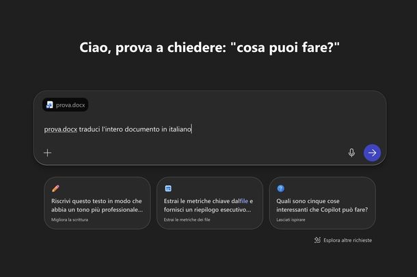 Tradurre documento Word Microsoft 365 Copilot Chat