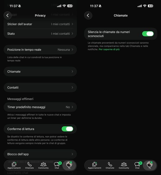 Bloccare chiamate sconosciute WhatsApp iOS