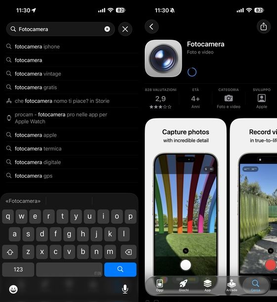 Installare app Fotocamera iOS