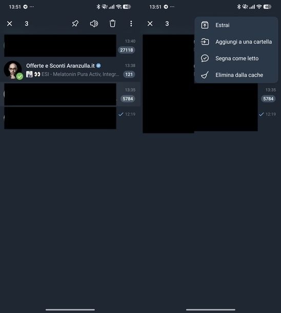 Ripristinare chat archiviata Telegram Android