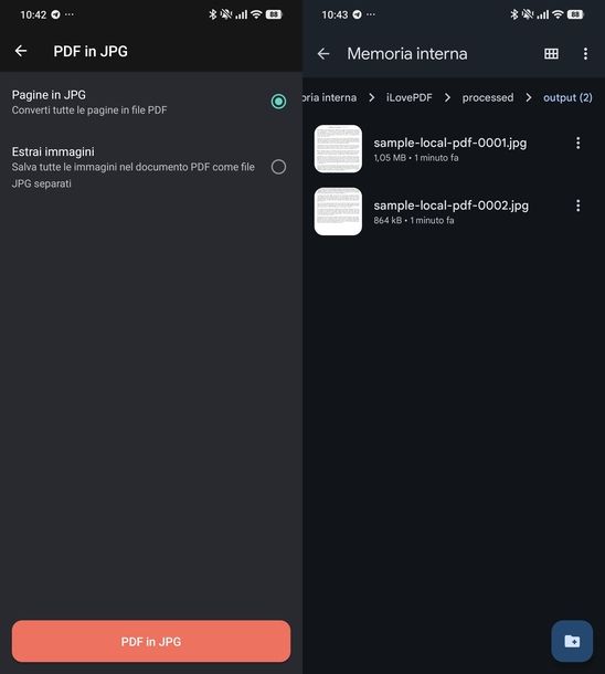 Convertire PDF in JPG iLovePDF Android