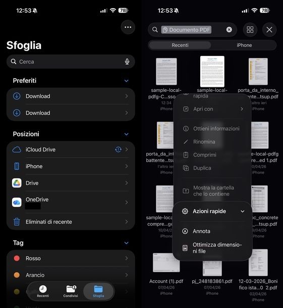 Diminuire dimensioni PDF Anteprima iOS