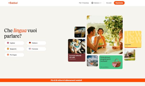 pagina sito Babbel