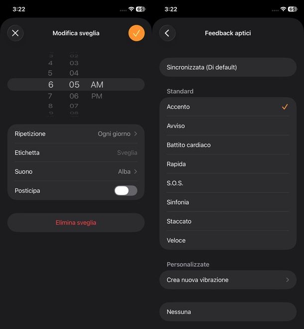 vibrazione sveglia iPhone