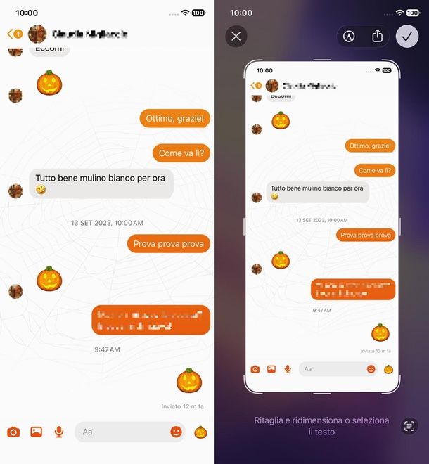 screenshot Messenger conversazione