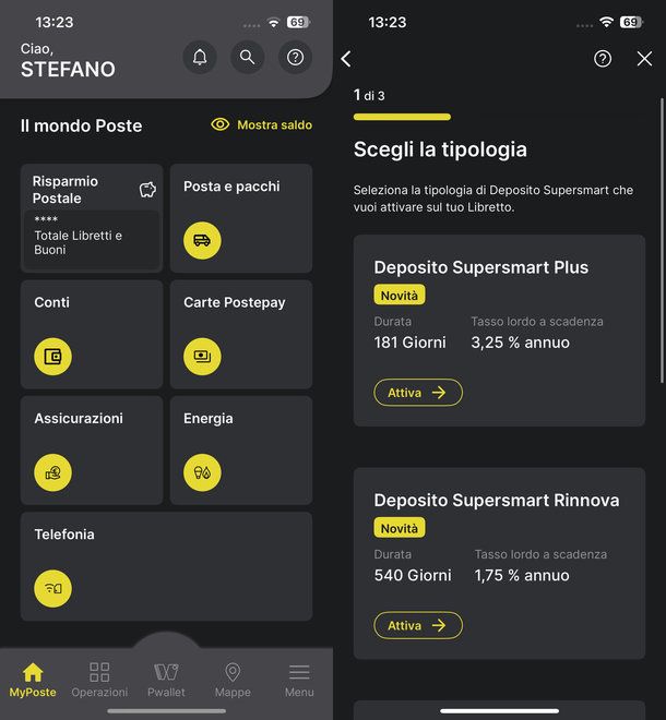 deposito supersmart plus in app Poste Italiane