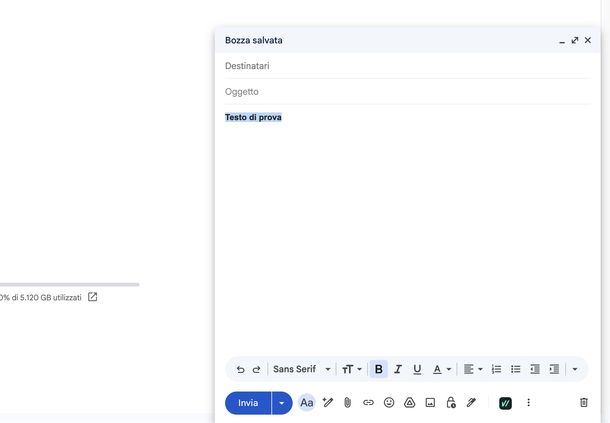 Scrivere in grassetto Gmail Web