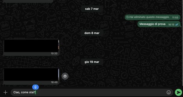 Dettare messaggi su WhatsApp macOS