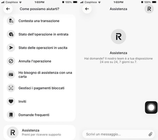 contattare assistenza Revolut chat app