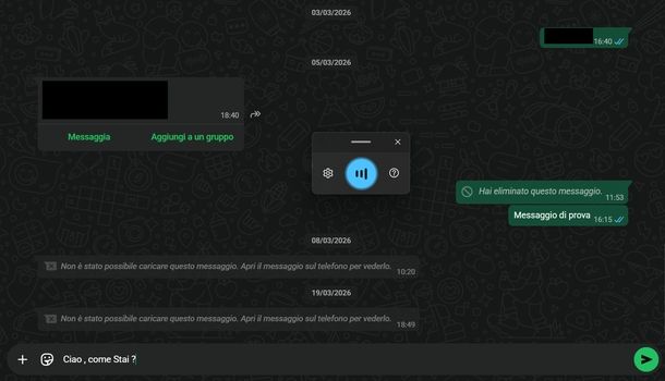Dettare messaggi su WhatsApp Windows