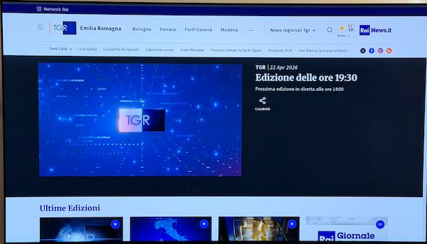 Rivedere Tg3 regionale sito RaiNews Smart TV LG