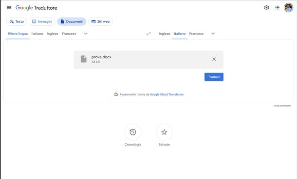 Tradurre documento Word Google Traduttore