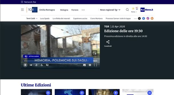 Rivedere Tg3 regionale sito RaiNews
