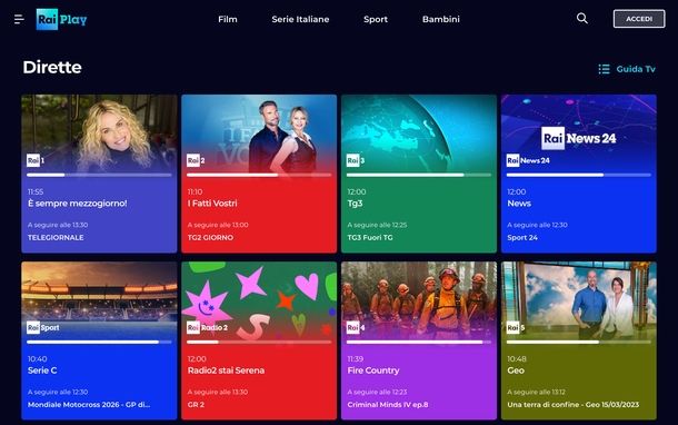 RaiPlay sito Web