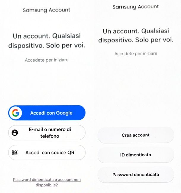 Come recuperare password Samsung account 