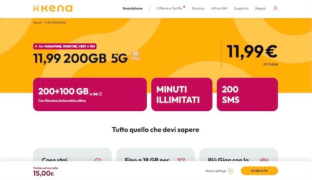 Offerta Kena 200 GB