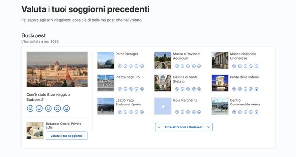 Fare recensione su Booking Web