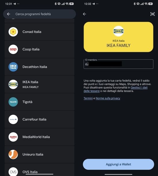 Aggiungere carta fedelt&agrave; su Google Wallet