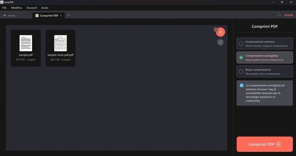 Diminuire dimensioni PDF iLovePDF Windows